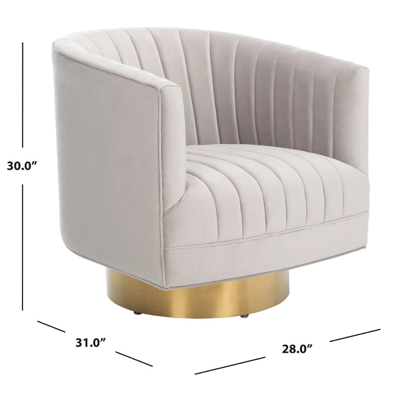 Fauteuil pivotant capitonné Matejka de SAFAVIEH Couture - 71 cm (L) x 79 cm (l) x 76 cm (H)