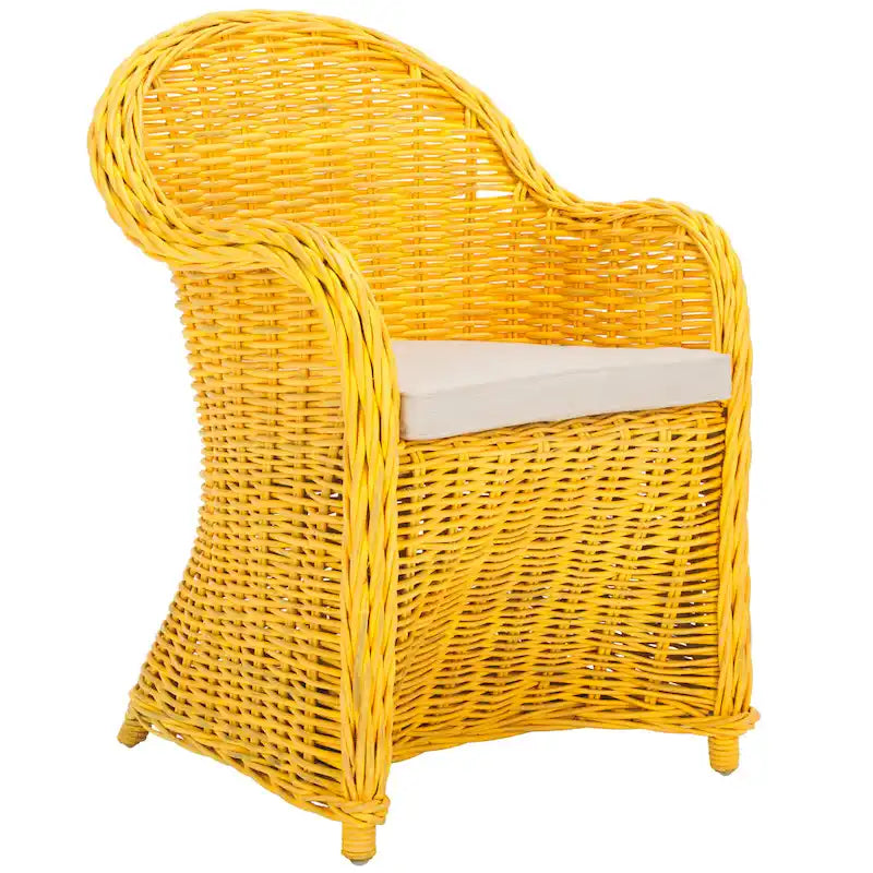 Fauteuil club SAFAVIEH Sinja en rotin jaune - 61 x 66 x 89 cm - 61 x 66 x 89 cm
