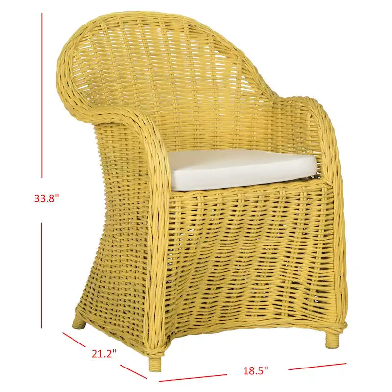 Fauteuil club SAFAVIEH Sinja en rotin jaune - 61 x 66 x 89 cm - 61 x 66 x 89 cm