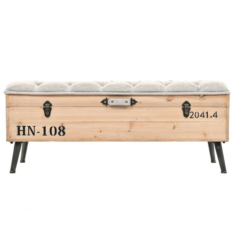 Banc de rangement vidaXL 43.3 en bois massif de sapin - 43,3 x 15,7 x 19,7