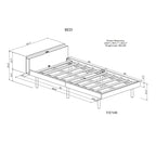 Cadre de lit plateforme double avec ports USB