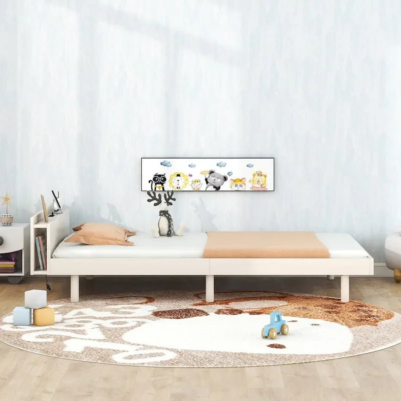 Cadre de lit plateforme double avec ports USB