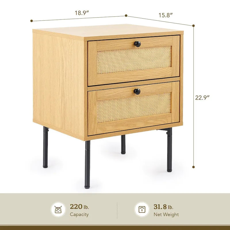 Table de chevet CO-Z Boho en rotin tressé