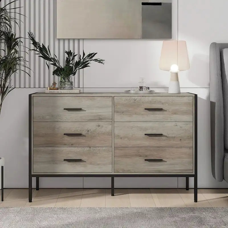 48.58 Modern Rustic Grey Wood Dresser Chest With Drawers