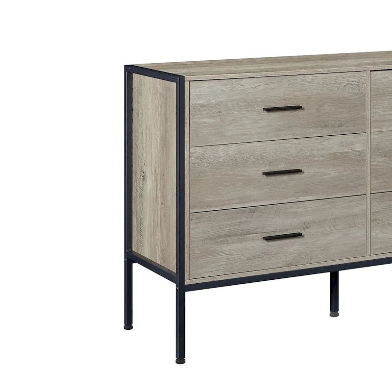 Commode moderne rustique en bois gris avec tiroirs, 48,58