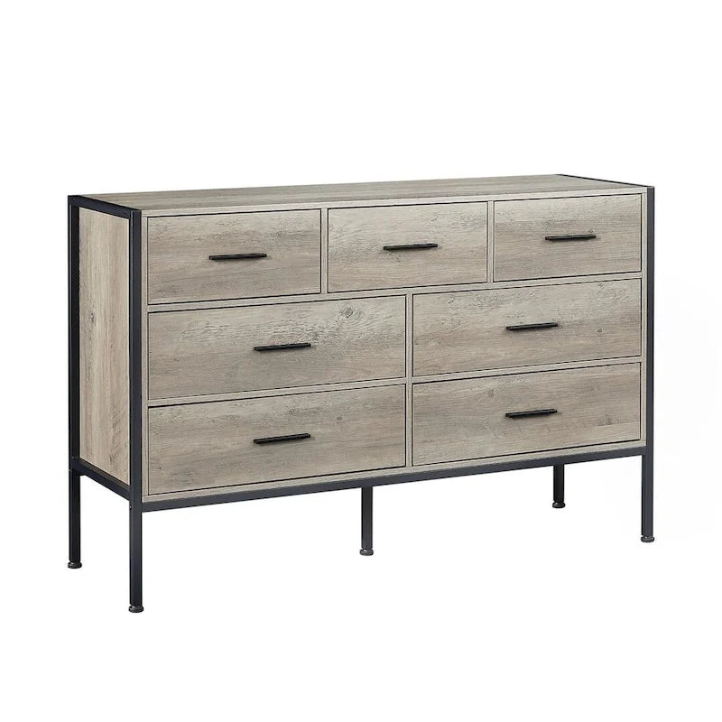Commode moderne rustique en bois gris avec tiroirs, 48,58