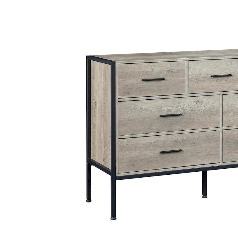 Commode moderne rustique en bois gris avec tiroirs, 48,58