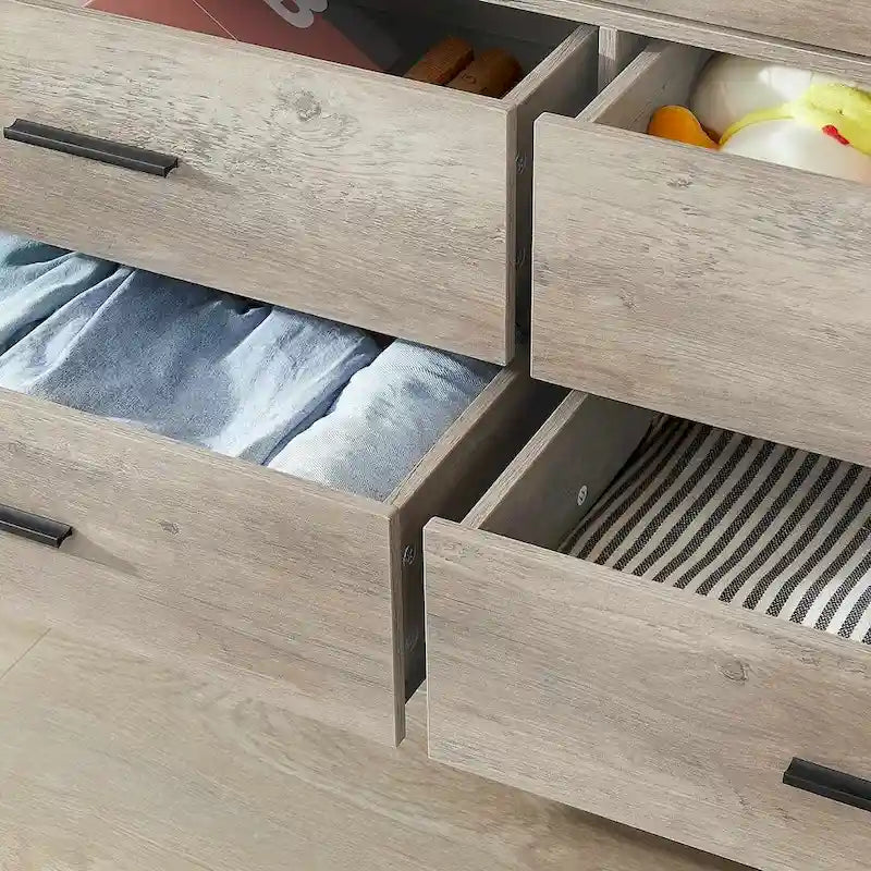 Commode moderne rustique en bois gris avec tiroirs, 48,58