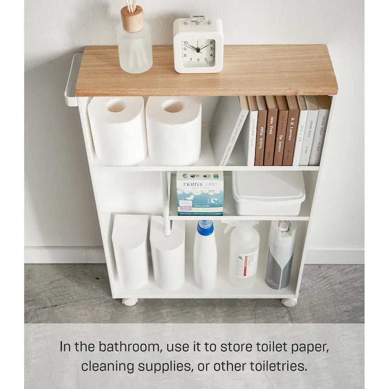 Chariot de rangement à roulettes Yamazaki Home, en acier, montage minimal - L 47,5 x l 13 x H 68,5 cm