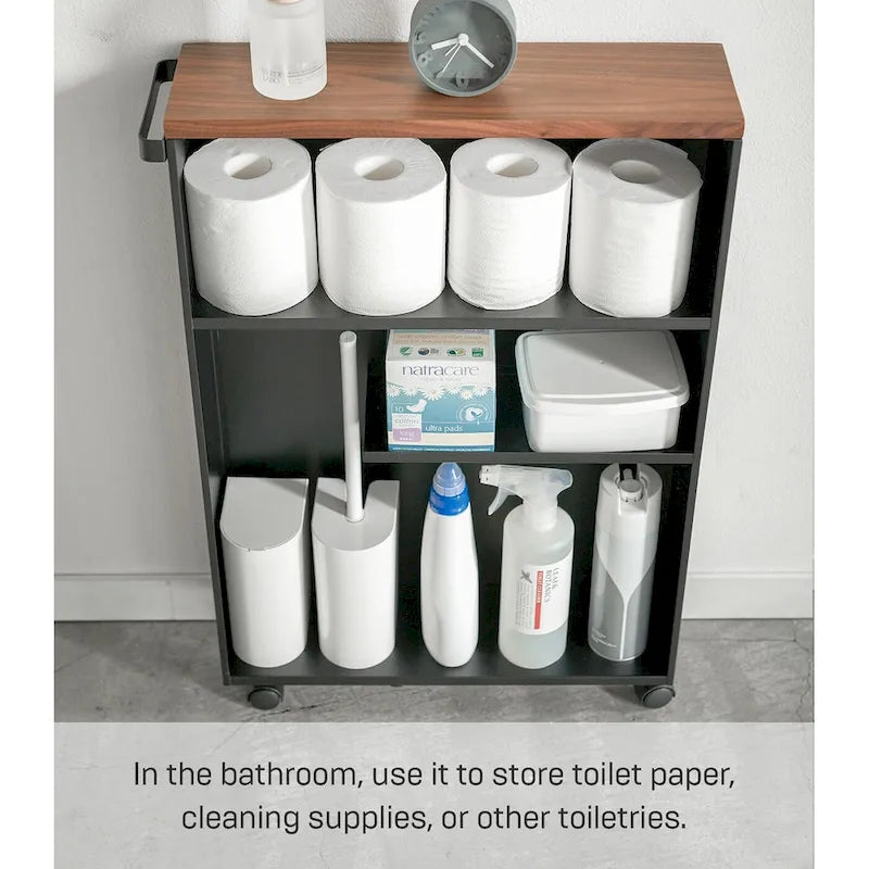 Chariot de rangement à roulettes Yamazaki Home, en acier, montage minimal - L 47,5 x l 13 x H 68,5 cm