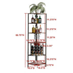 Casier à vin d'angle avec étagères en bois, supports à verres à pied et casier à vin en fil métallique