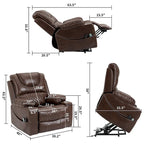 Fauteuil inclinable électrique releveur en cuir PU avec massage et chauffage pour personnes âgées