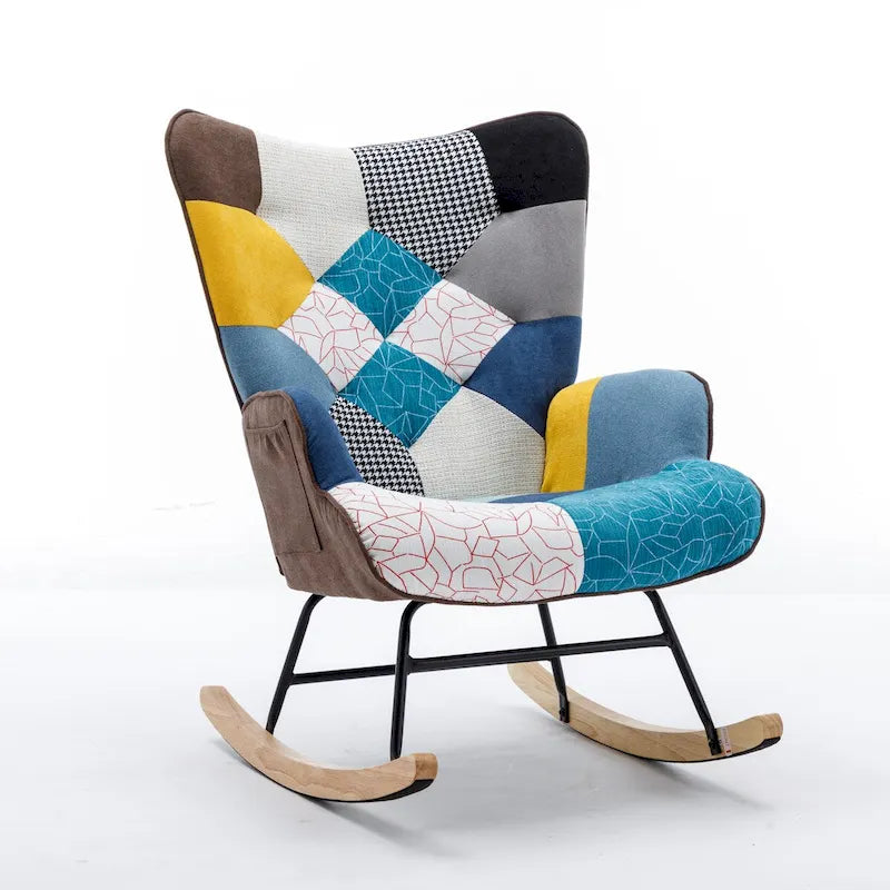 Fauteuil d'appoint patchwork moderne pour salon, chambre ou studio