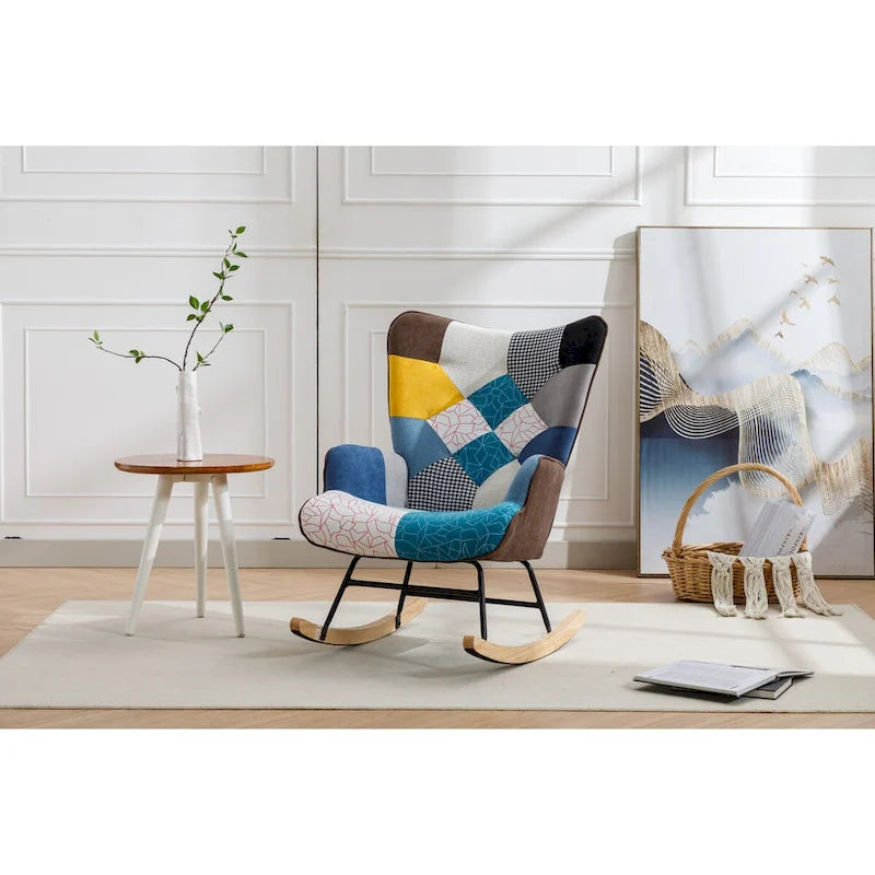 Fauteuil d'appoint patchwork moderne pour salon, chambre ou studio