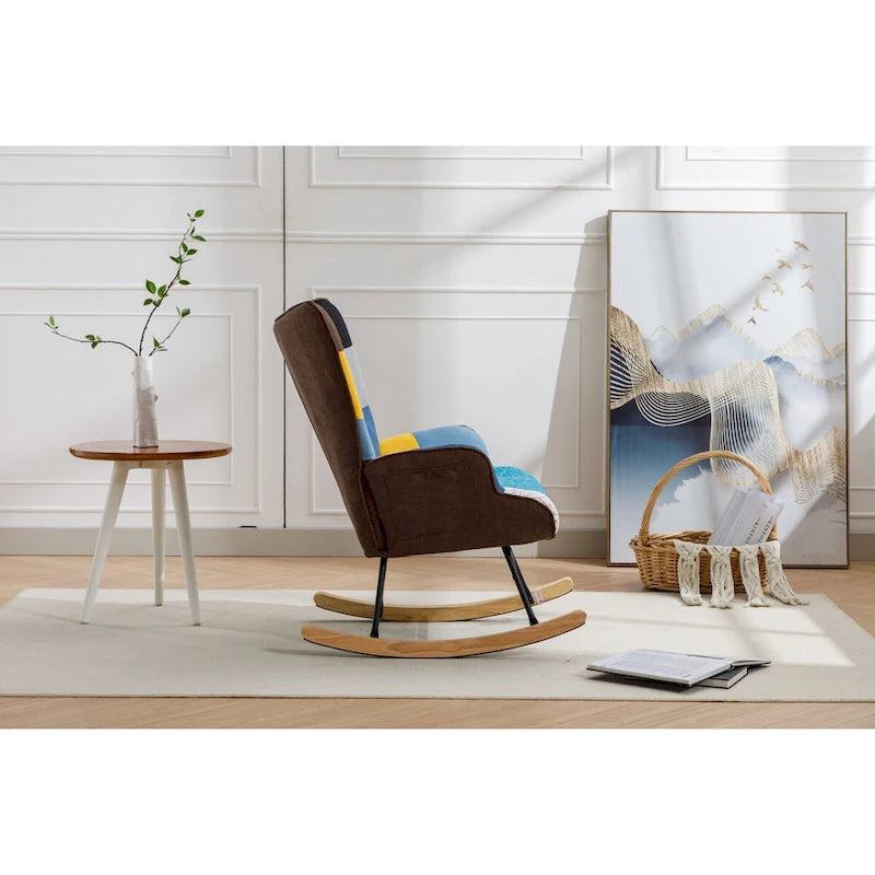 Fauteuil d'appoint patchwork moderne pour salon, chambre ou studio