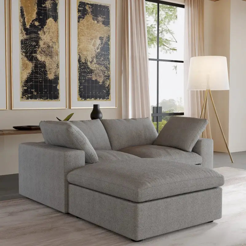 Canapé d'angle modulable convertible en forme de L avec assise de rangement