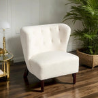 Fauteuil d'appoint, fauteuil sans accoudoirs rembourré en peau d'agneau sherpa, fauteuil de lecture moderne pour salon, avec pieds en bois