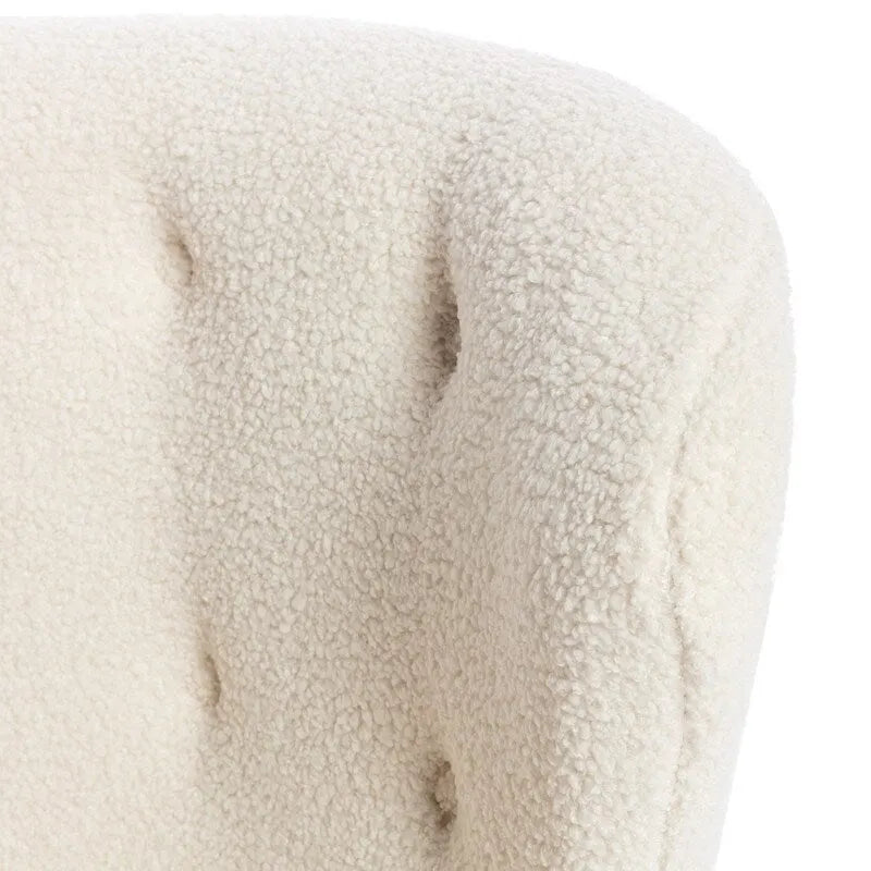 Fauteuil d'appoint, fauteuil sans accoudoirs rembourré en peau d'agneau sherpa, fauteuil de lecture moderne pour salon, avec pieds en bois