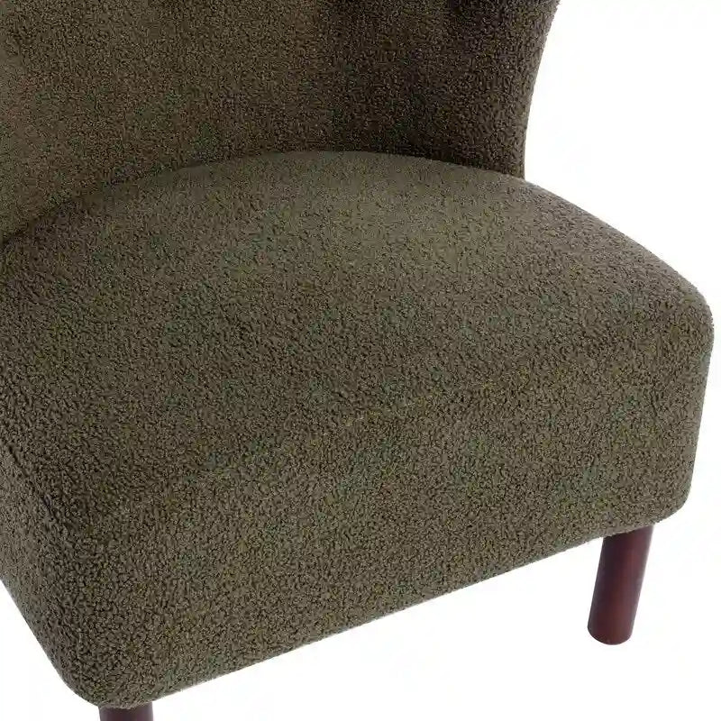 Fauteuil d'appoint, fauteuil sans accoudoirs rembourré en peau d'agneau sherpa, fauteuil de lecture moderne pour salon, avec pieds en bois