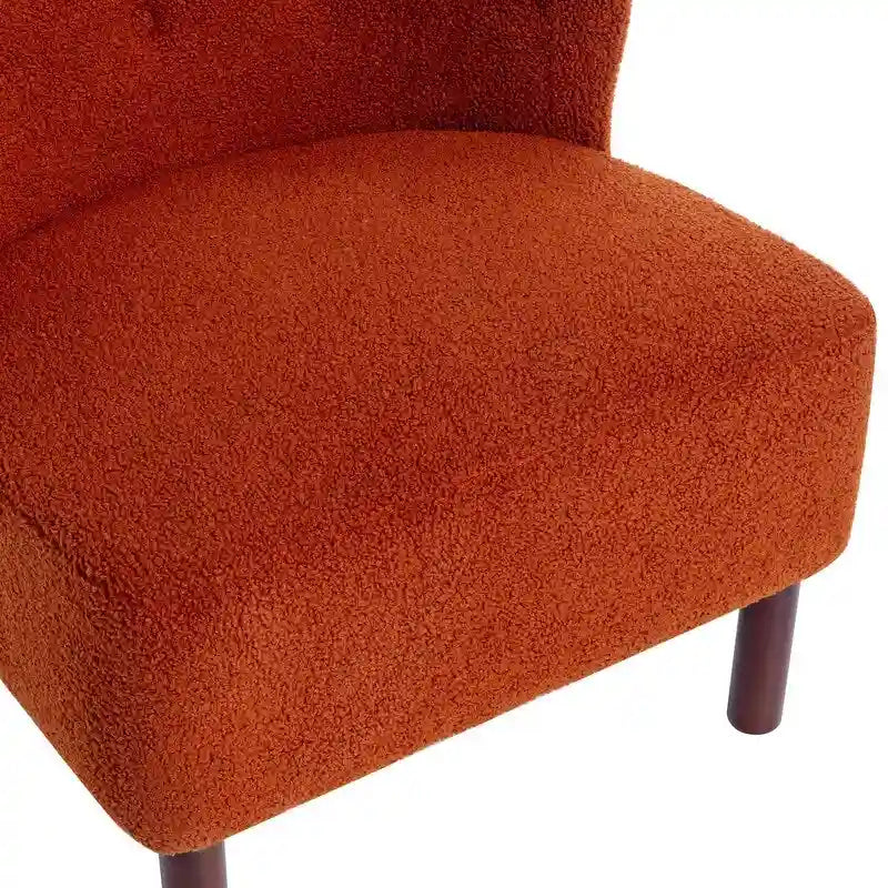 Fauteuil d'appoint, fauteuil sans accoudoirs rembourré en peau d'agneau sherpa, fauteuil de lecture moderne pour salon, avec pieds en bois