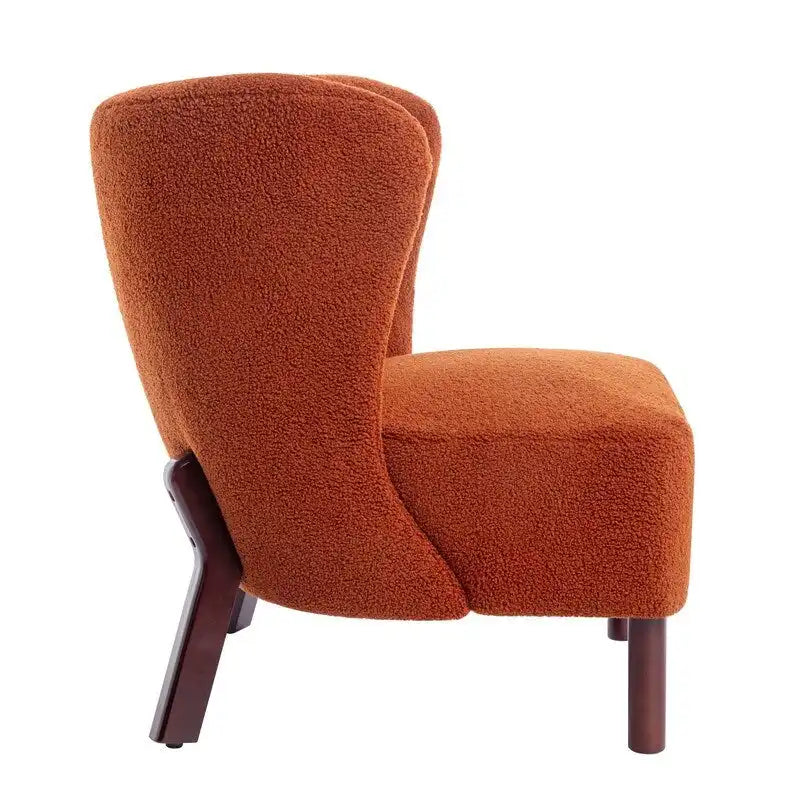 Fauteuil d'appoint, fauteuil sans accoudoirs rembourré en peau d'agneau sherpa, fauteuil de lecture moderne pour salon, avec pieds en bois