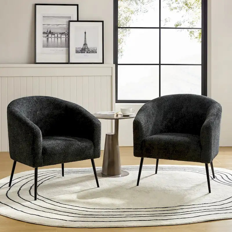 Fauteuil Hal Modern Boucle avec pieds en métal, lot de 2, par HULALA HOME