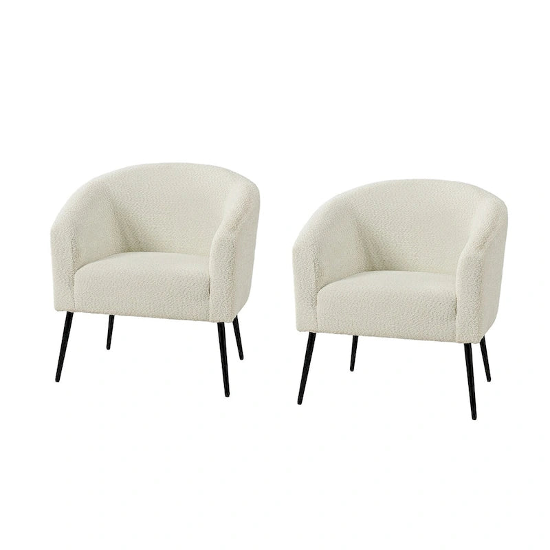 Fauteuil Hal Modern Boucle avec pieds en métal, lot de 2, par HULALA HOME
