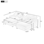 Canapé d'angle en chenille de 112,6 pouces avec deux poufs amovibles