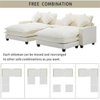 Canapé d'angle en chenille de 112,6 pouces avec deux poufs amovibles