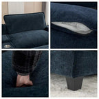 Canapé d'angle en chenille de 112,6 pouces avec deux poufs amovibles