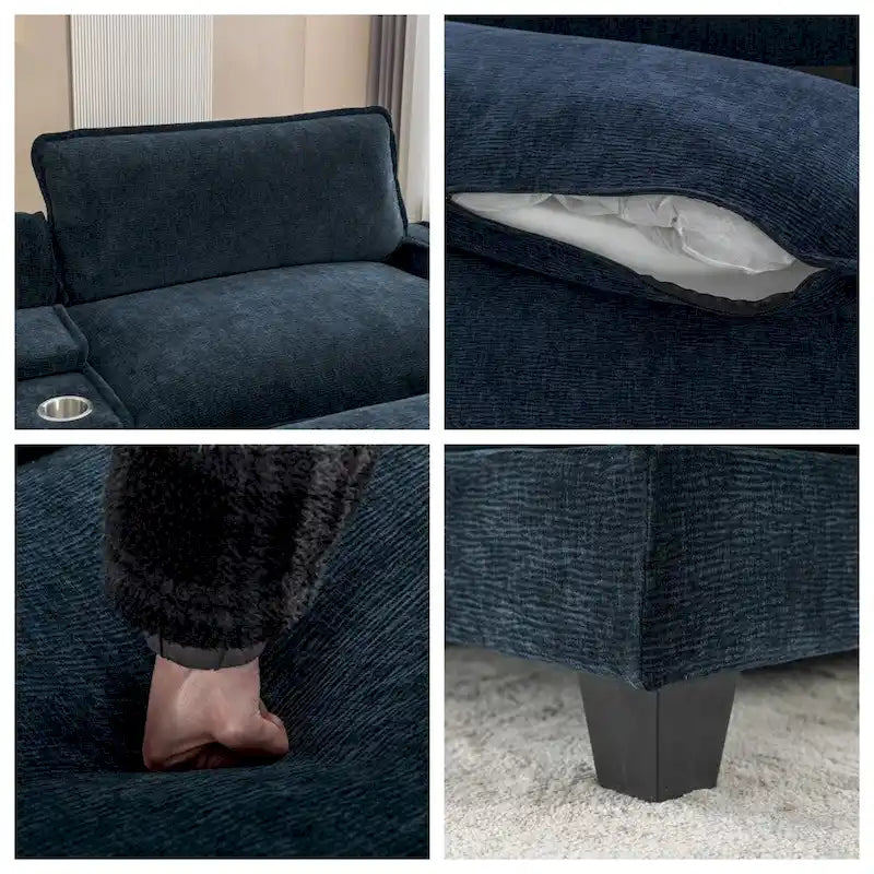 Canapé d'angle en chenille de 112,6 pouces avec deux poufs amovibles