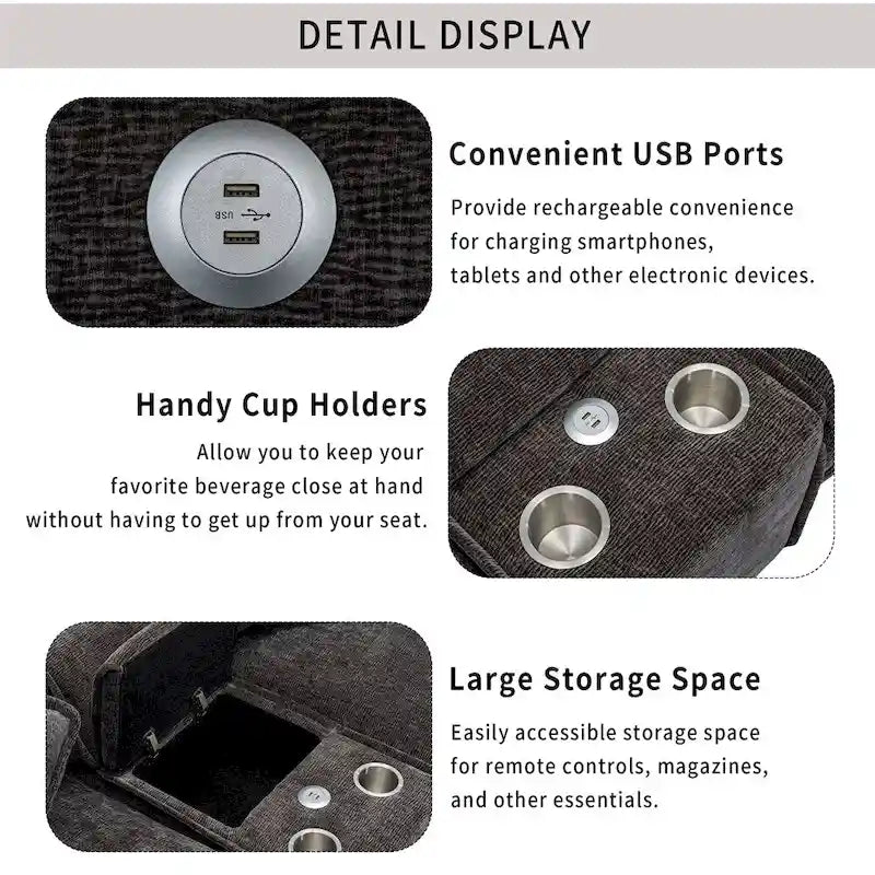 Canapé d'angle en chenille de 112,6 pouces avec deux poufs amovibles