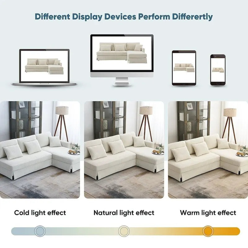 Canapé d'angle convertible en L, moderne et réversible, avec méridienne de rangement pour salon