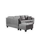 Ensemble canapé méridienne gauche en tissu avec pouf de rangement