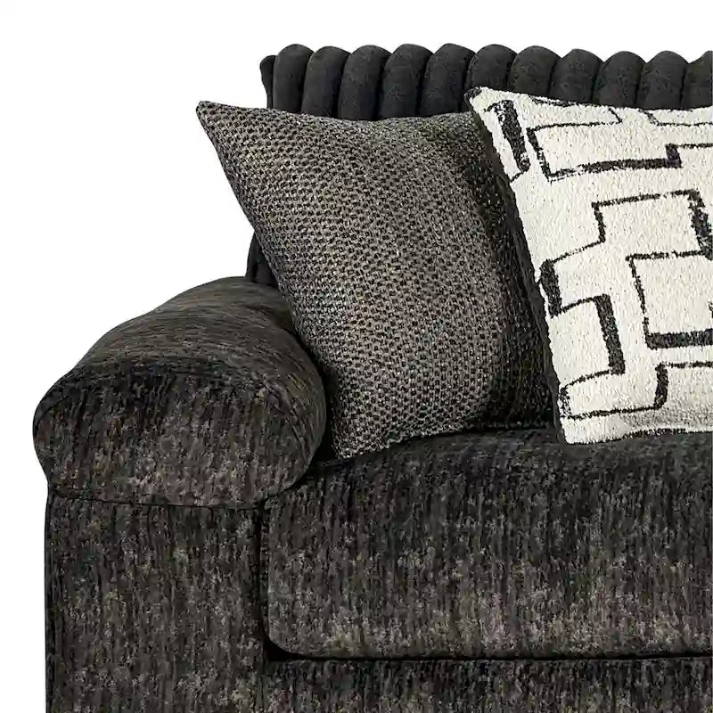 Canapé d'angle en velours côtelé Roundhill Furniture Nason à larges côtes avec méridienne, fauteuil et pouf