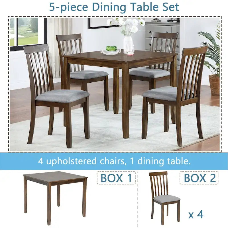 Ensemble table et chaises rectangulaires en bois pour 4 personnes