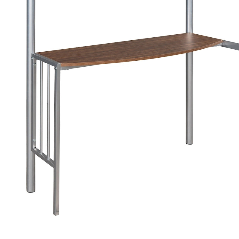 Lit mezzanine en métal avec bureau, échelle et barrières de sécurité