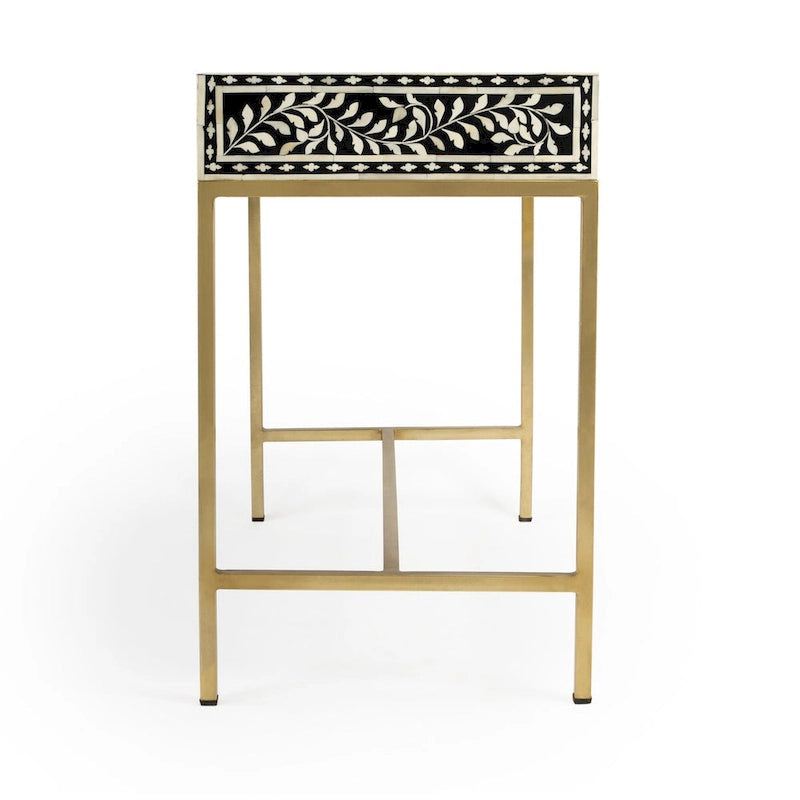 Bureau Butler Perilla en marqueterie d'os noir et blanc