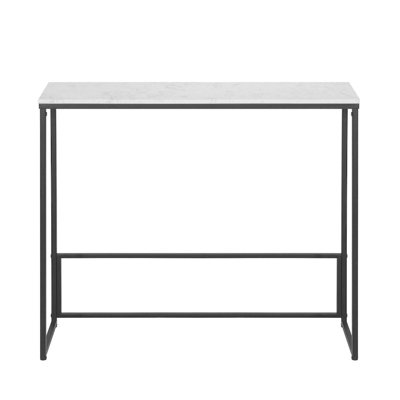 Console étroite Maypex en quartz blanc avec piètement noir