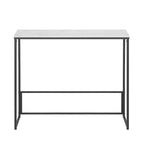 Console étroite Maypex en quartz blanc avec piètement noir