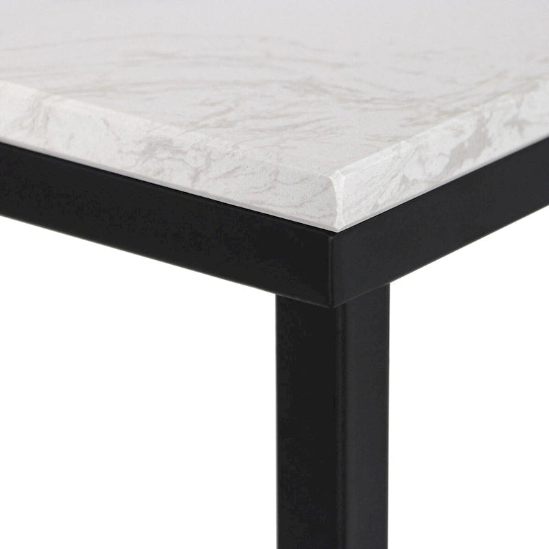 Console étroite Maypex en quartz blanc avec piètement noir
