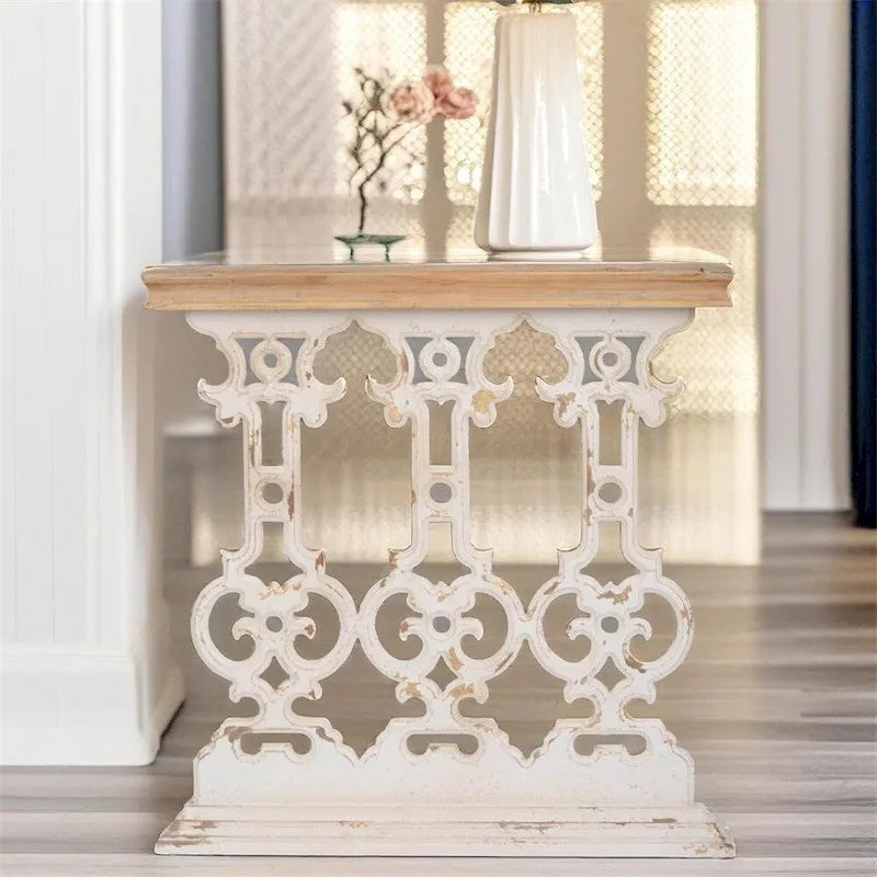 Vintage Wood Console Table with Brown Top
