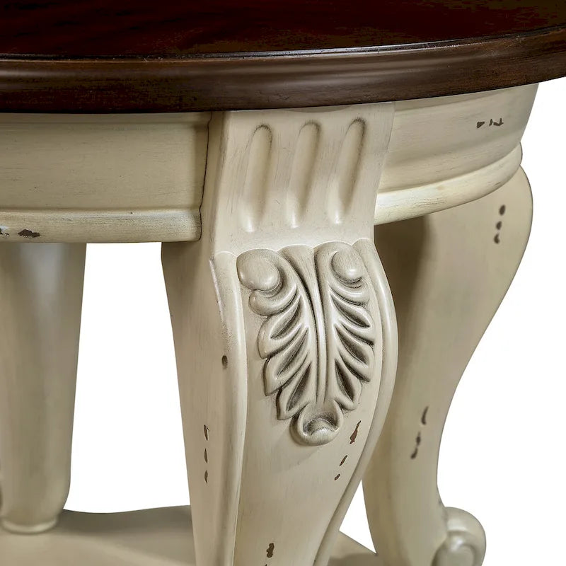 Table d'appoint ronde rétro 22 pouces, table de chevet en bois massif avec étagère, table d'angle pour salon, montage facile