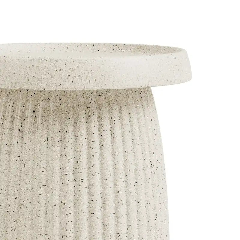 Table d'appoint Vera Intérieur/Extérieur Pierre Blanche avec Paillettes Dorées