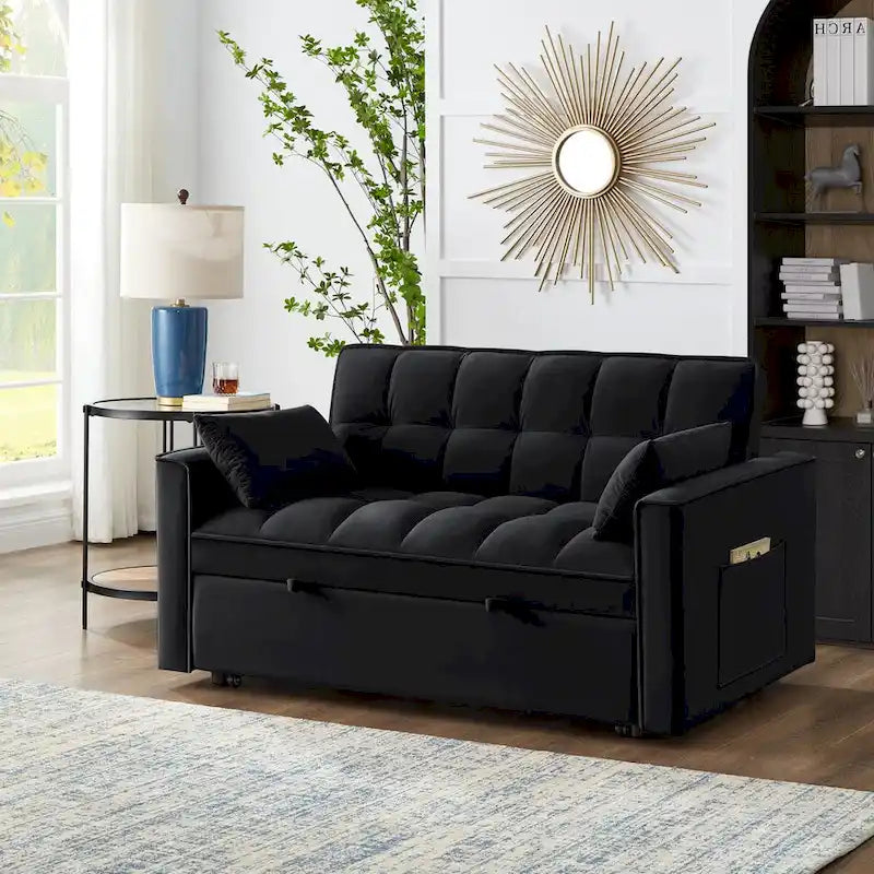 Convertible Loveseat with Adjustable Backrest and Storage Pockets
