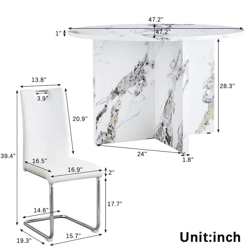 Ensemble de table à manger ronde 5 pièces