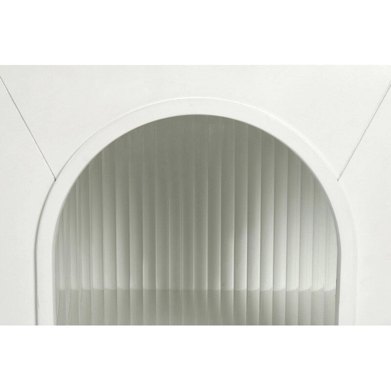 Buffet Grondin de style moderne du milieu du siècle, 152 cm de large, avec portes en verre trempé cannelé et étagères réglables