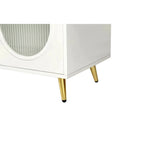 Buffet Grondin de style moderne du milieu du siècle, 152 cm de large, avec portes en verre trempé cannelé et étagères réglables