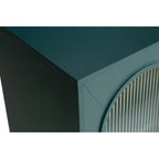 Buffet Grondin de style moderne du milieu du siècle, 152 cm de large, avec portes en verre trempé cannelé et étagères réglables