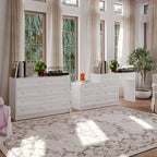 Commode et coiffeuse blanches, solution de rangement polyvalente, bureau en cristal